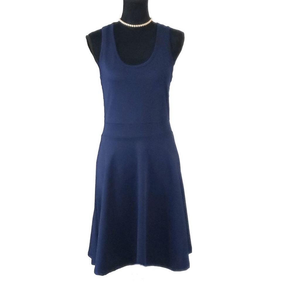 Poof Couture Womens Dark Blue Keyhole Lace Sleeveless Fit Flare Dress Size M